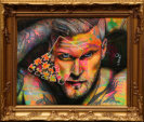 Bemalte Haut  POPART - 65/54 cm mit Rahmen -590 Euro